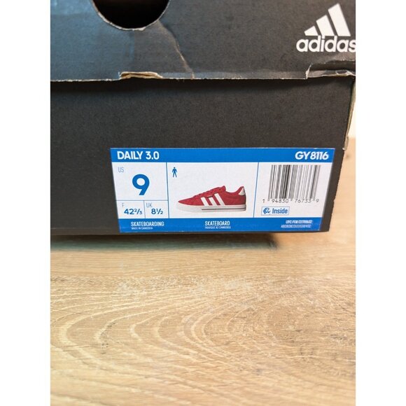 Adidas Daily 3.0 Red Skate Shoes Sneakers Lace Mens Sz 9 GY8116 Classic New - Picture 7 of 7